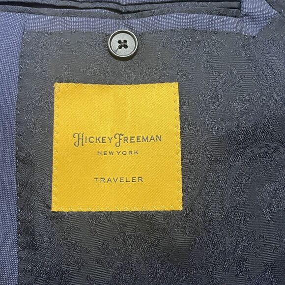 Hickey Freeman Suit Mens 50 R Navy Blue The Traveler 2pc Pants 46x30 Modern USA - Picture 10 of 14